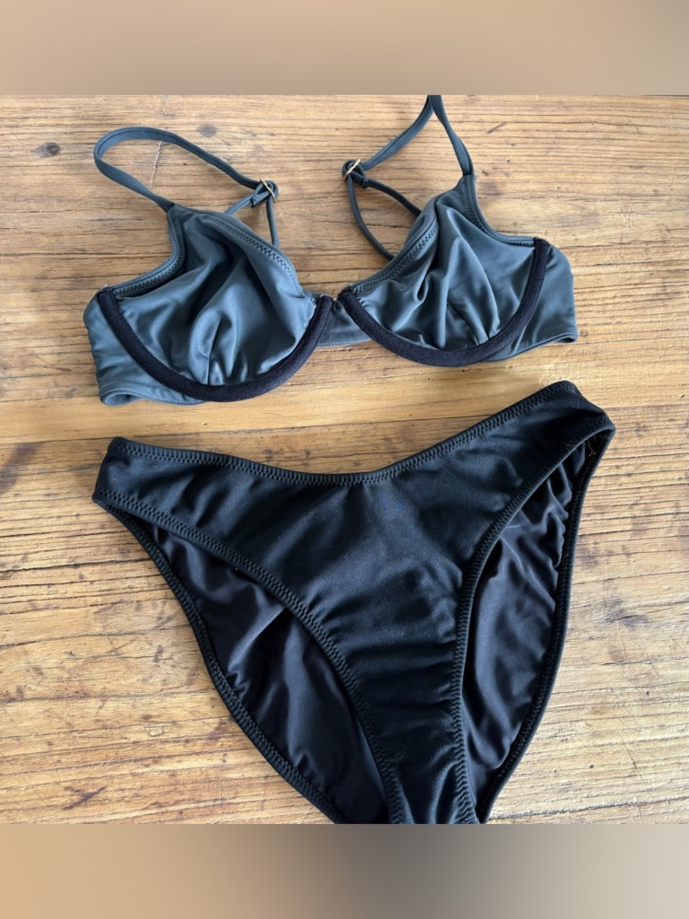 Montce Two-Piece Bikini in Black and Charcoal Gray